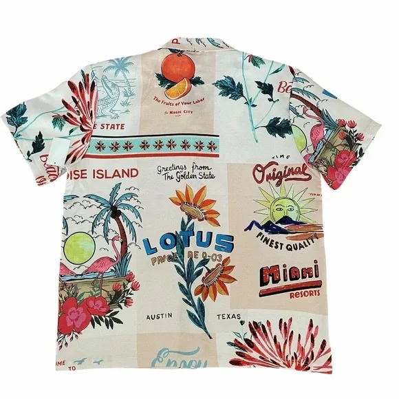 Fresh Postal Vibe Short Sleeve Button Up - Natural/Combo Size XLarge NEW - Picture 5 of 8